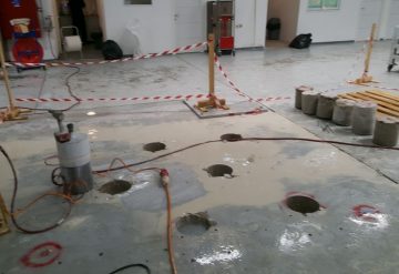 חורים ברצפת בטון לאחר עבודות קידוח